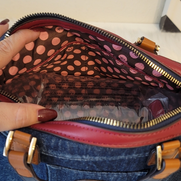 Nikky By Nicole Lee Print Denim Bag Adjustable Removable Strap Crystal Multi Col - Picture 10 of 16